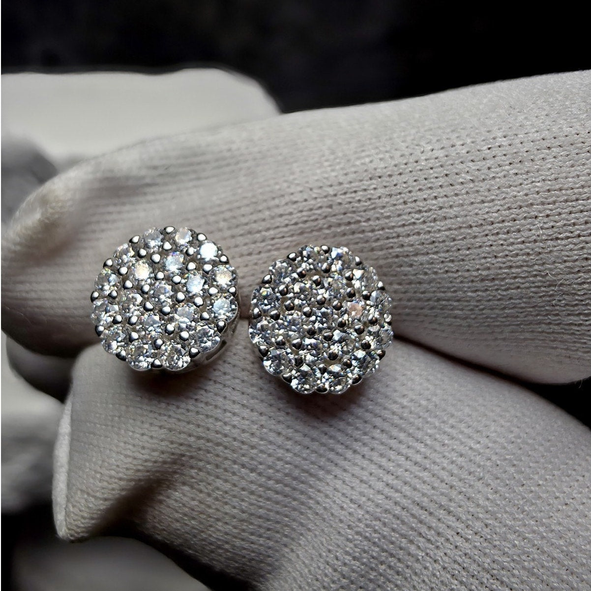 8mm 0.65ct Moissanite Cluster Earrings w/Screw Backs 925 Sterling Silver