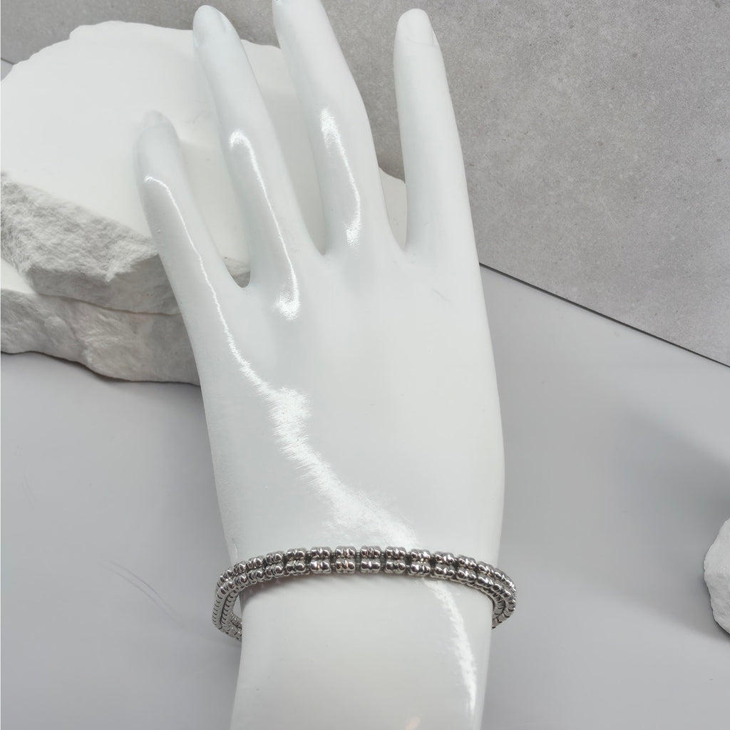 8" 4mm 4-Line Ice Barrel Bracelet - 925 Sterling Silver w/ Rhodium Finish 12.2g