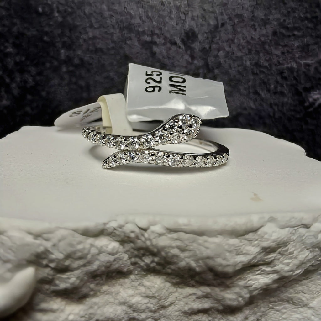 1.00 CTW Moissanite Snake Bypass Ring in 925 Sterling Silver - Size 7