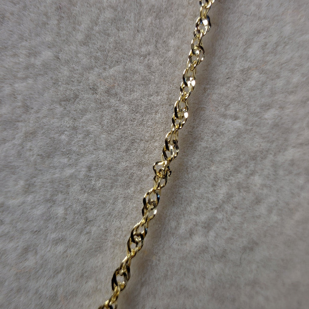 14K Solid Yellow Gold Singapore Dainty Necklace 16" 1.3mm
