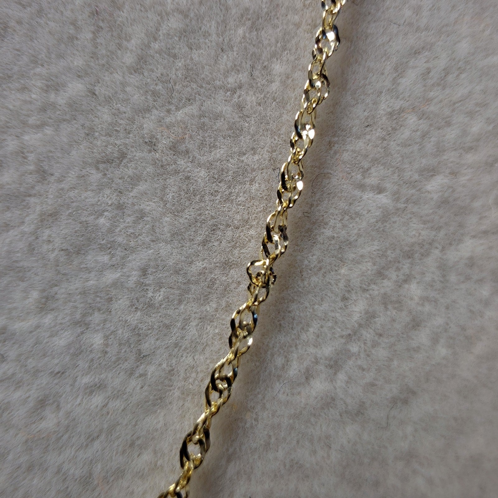 14K Solid Yellow Gold Singapore Dainty Necklace 16" 1.3mm