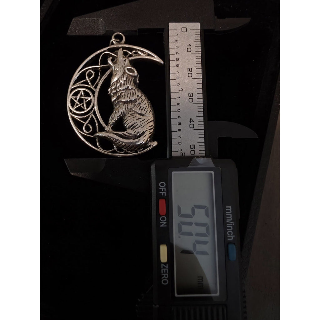Handmade Crescent Moon Lone Wolf Pendant 20.48g 925 Solid Sterling