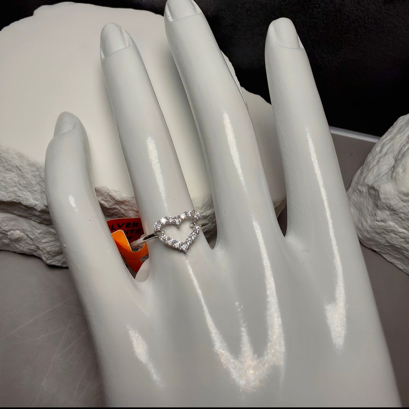 0.25 CTW Moissanite Open Heart Ring in 925 Sterling Silver – Size 7