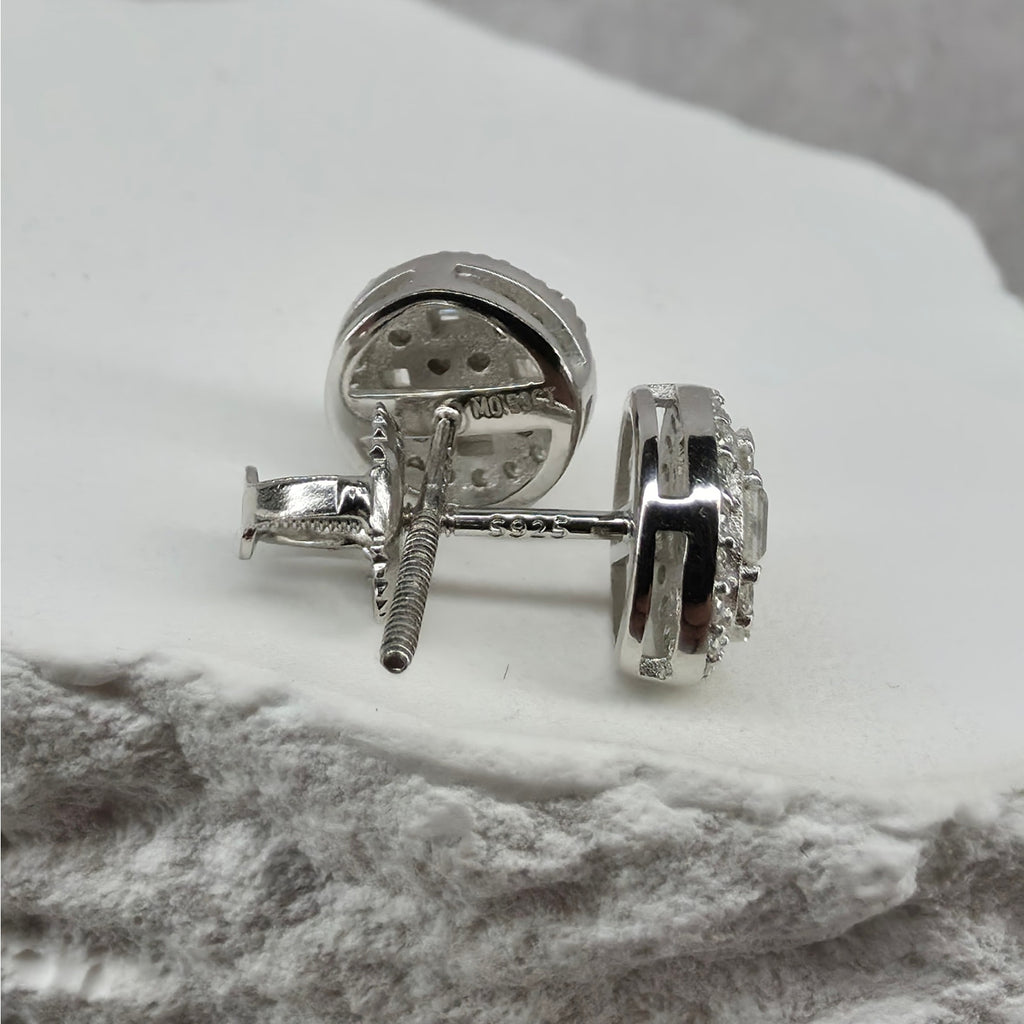 8.3mm 0.93ctw Moissanite Baguette Stud Earrings 925 Silver Screw Back w/ GRA