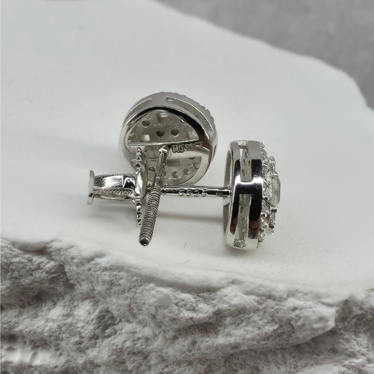8.3mm 0.93ctw Moissanite Baguette Stud Earrings 925 Silver Screw Back w/ GRA