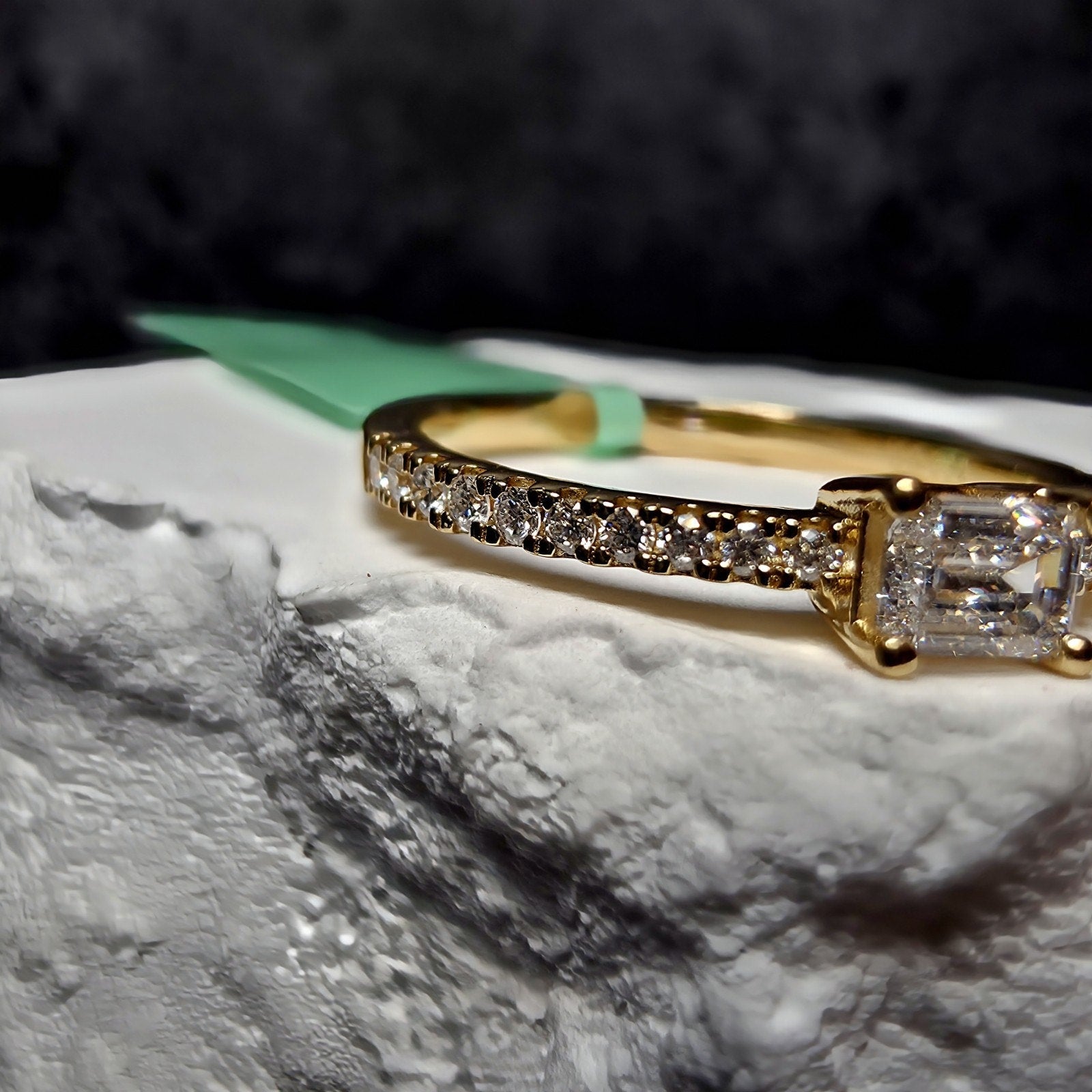 0.33 CTW Emerald Cut Lab Grown Diamond Ring in (Size 7) Gold Over 925 Sterling