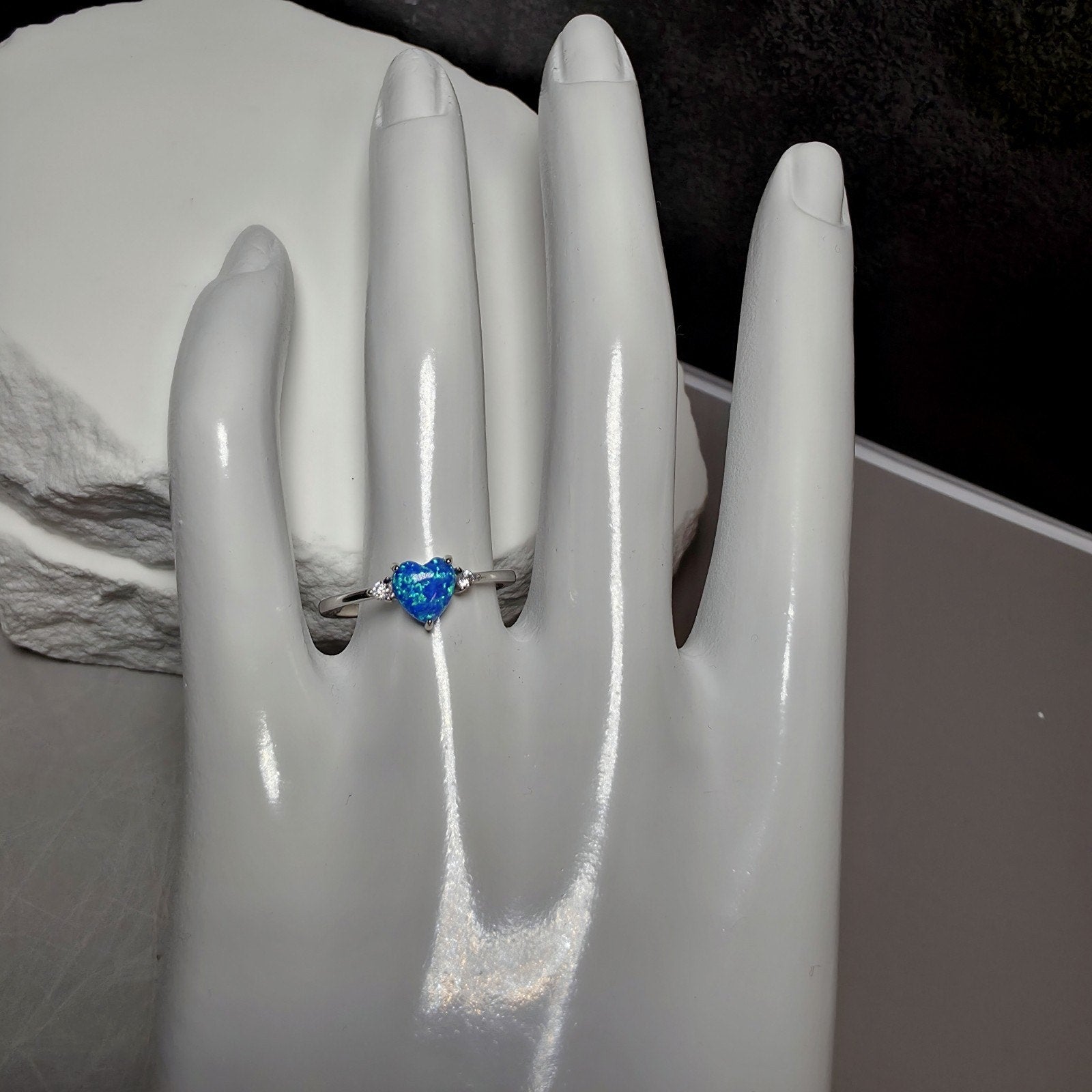 Blue Fire Opal & VVS1 D Moissanite Ring Size 8