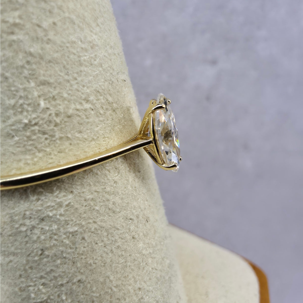 Size 9 0.5ct Marquise Moissanite Ring Gold Plated 925 Silver GRA