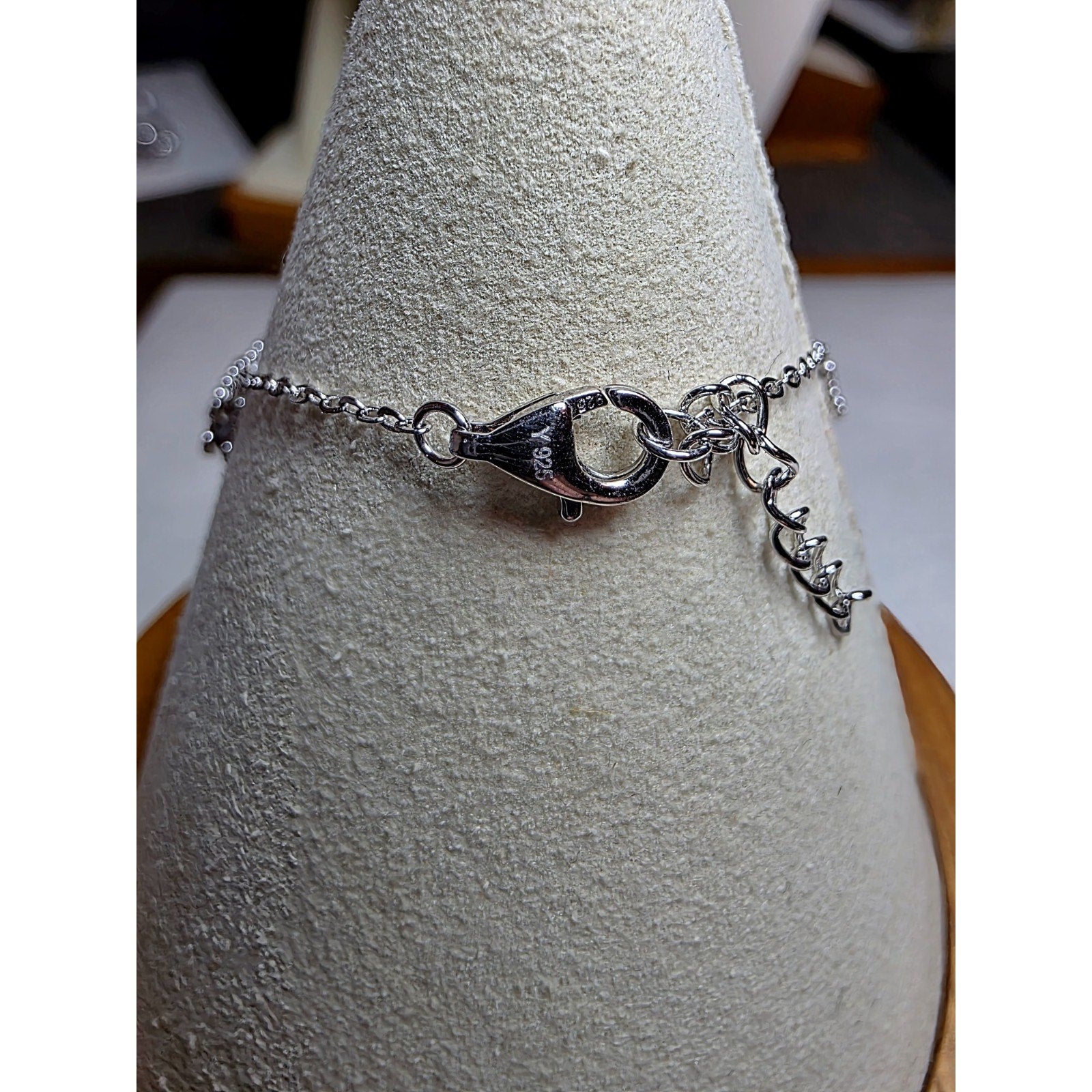 7+1" Black Onyx Station Clover Bracelet 925 Sterling Silver