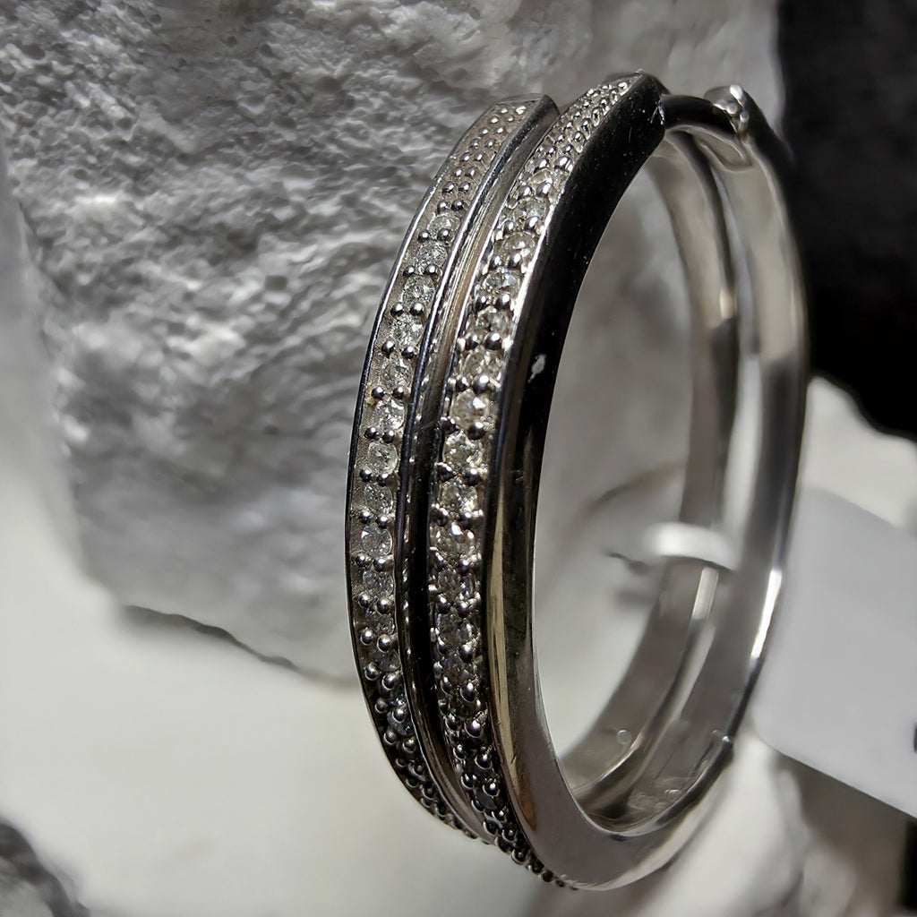 0.18 CTW Genuine Mined Diamond 925 Sterling Silver Round Hoop Earrings