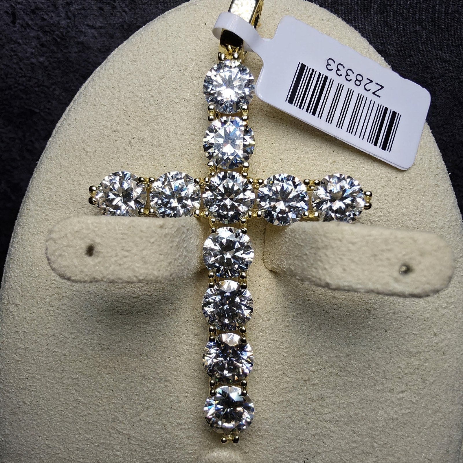 11.00 CTW VVS1 D Color Moissanite Cross Pendant in 14K Gold Over Silver