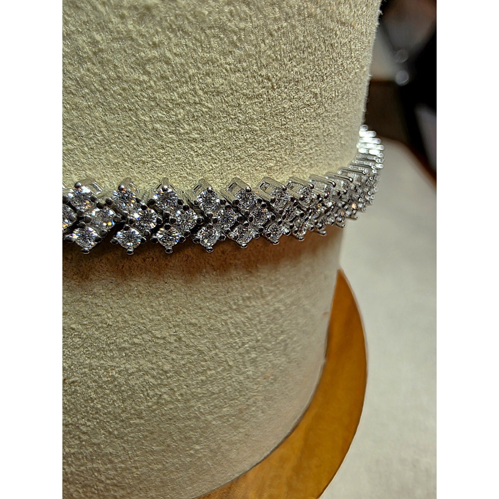 3.87ctw 7.5" 5.2mm Moissanite Chevron Bracelet 925 Sterling Silver w/Box Lock