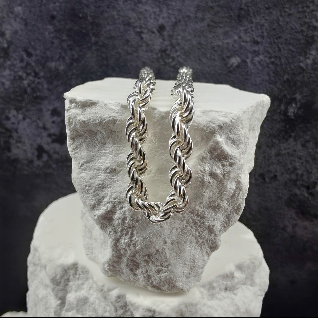 925 Sterling Silver 5mm Italian Rope Bracelet (8 Inch, 6.6g)