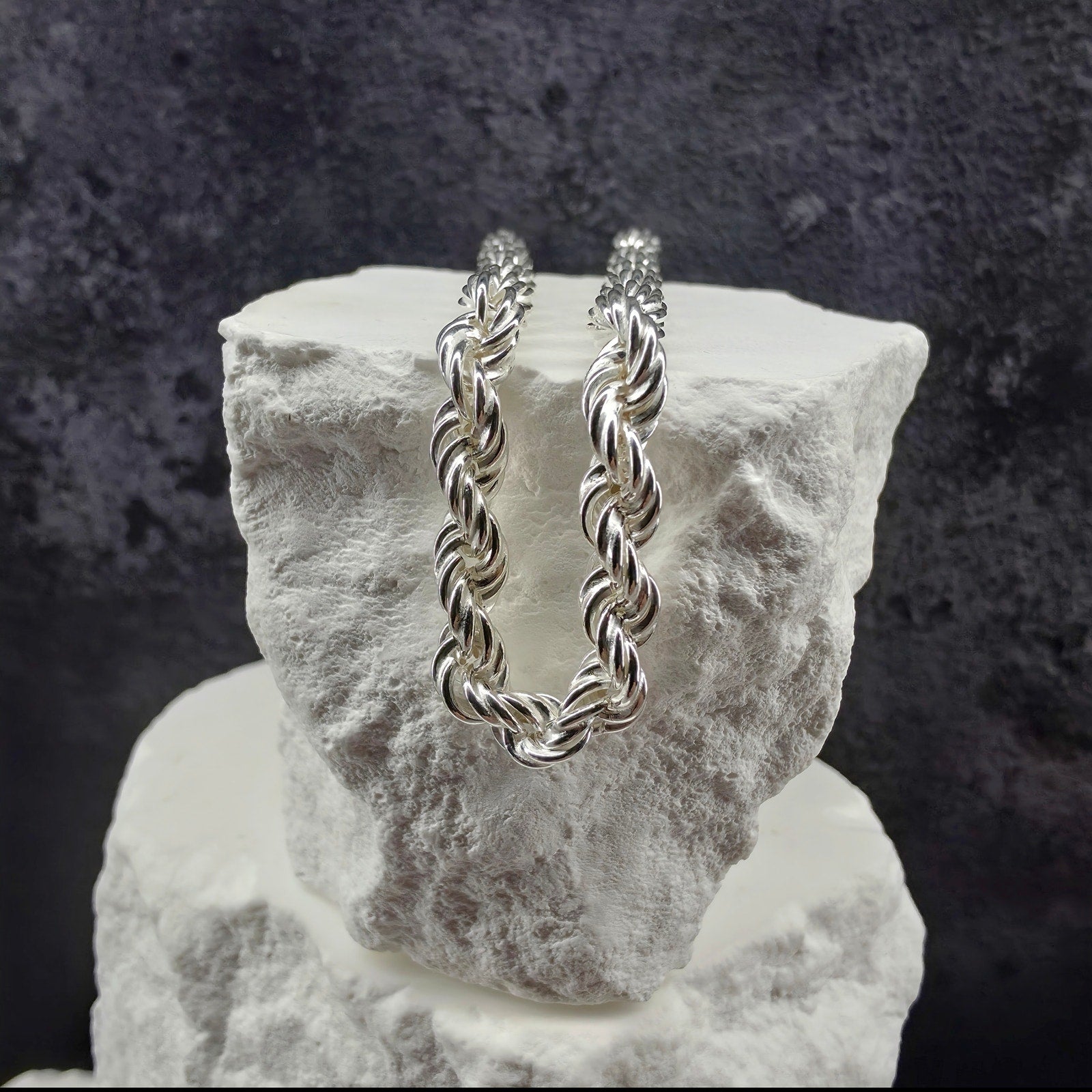 925 Sterling Silver 5mm Italian Rope Bracelet (8 Inch, 6.6g)