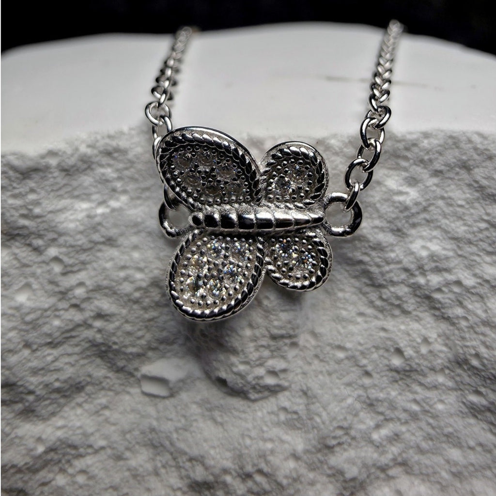 7+1 0.1ct Moissanite Butterfly dainty Bracelet 925 Sterling Silver