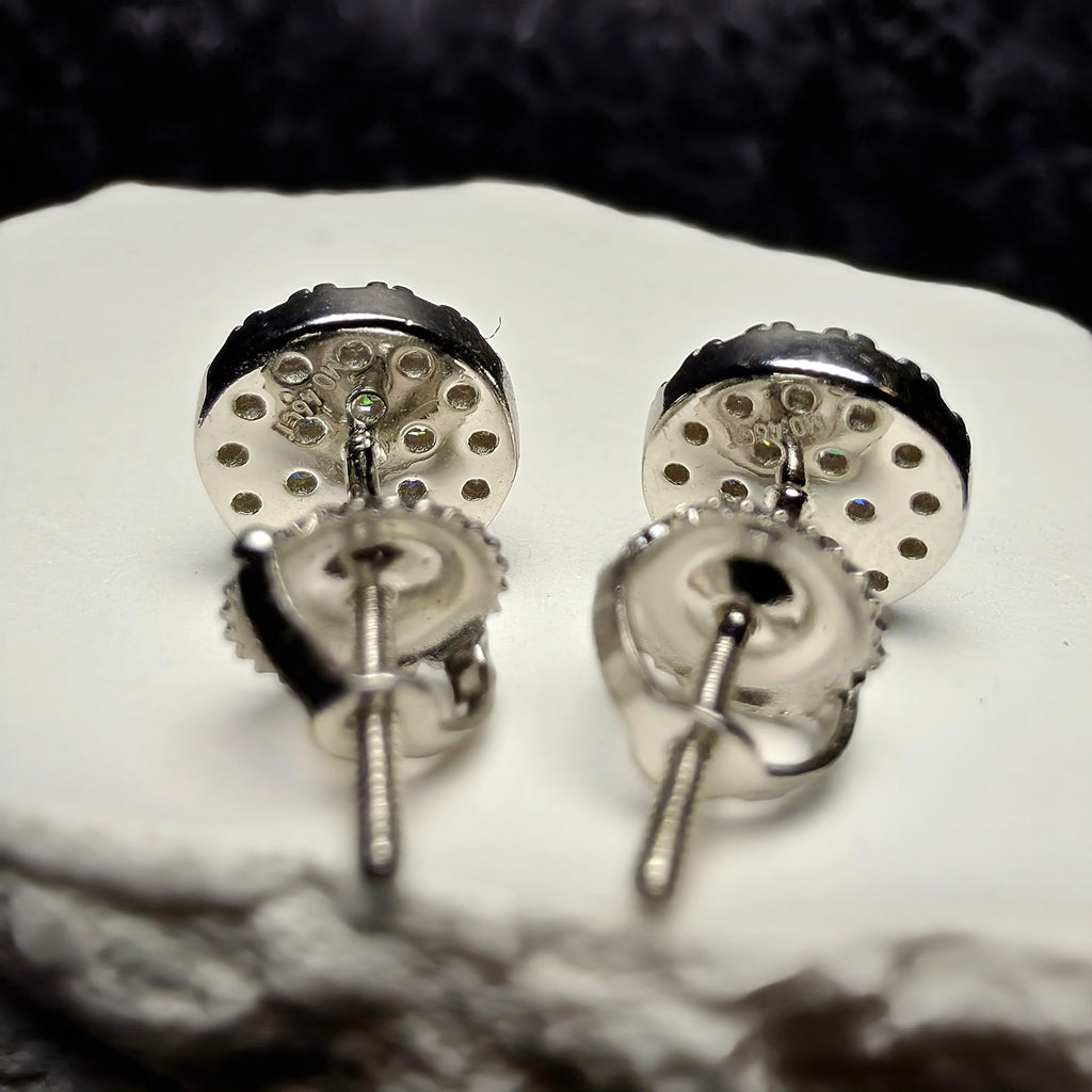 0.46ct Moissanite 8mm Cluster Stud Earrings 925 Sterling Silver w/Screw Backs