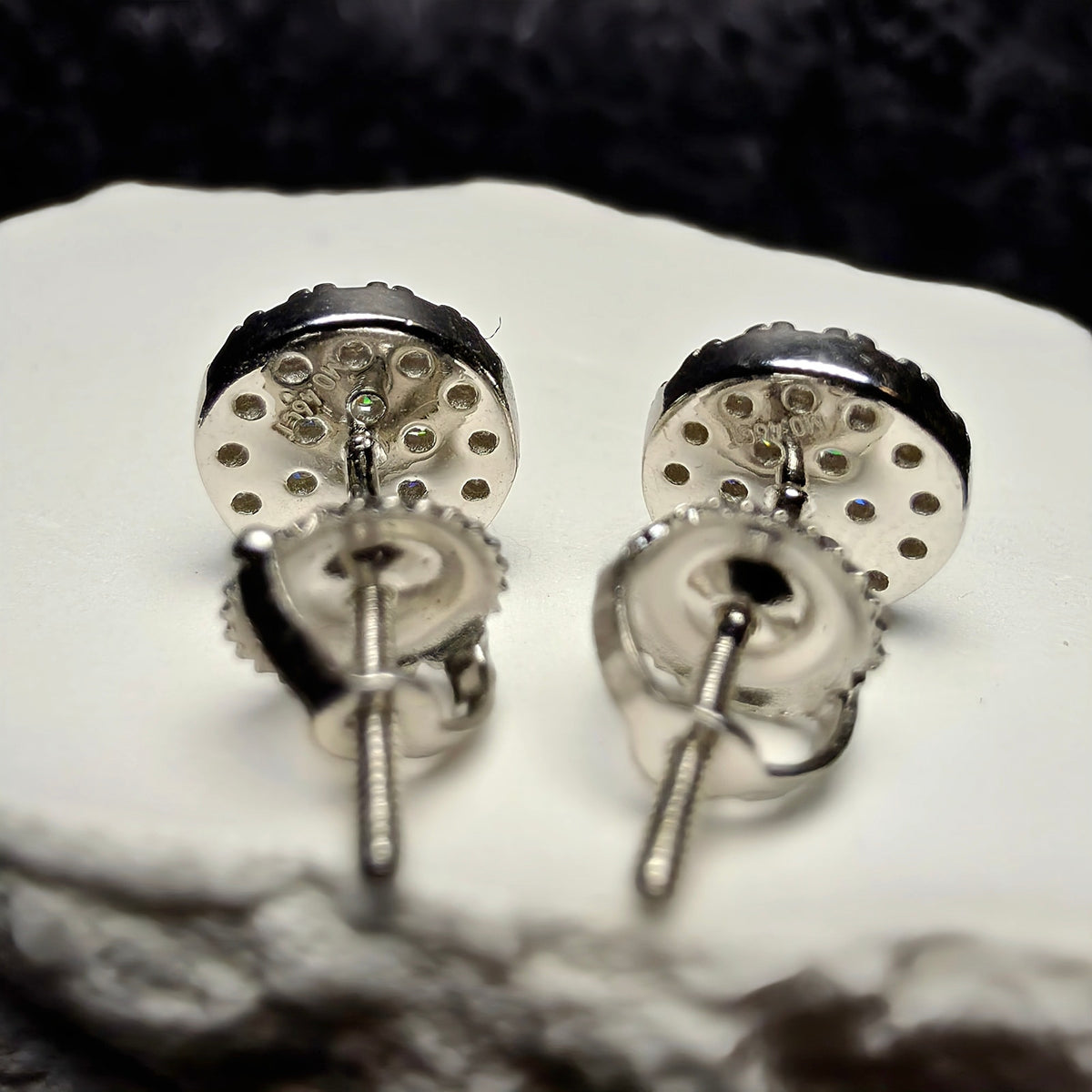 0.46ct Moissanite 8mm Cluster Stud Earrings 925 Sterling Silver w/Screw Backs