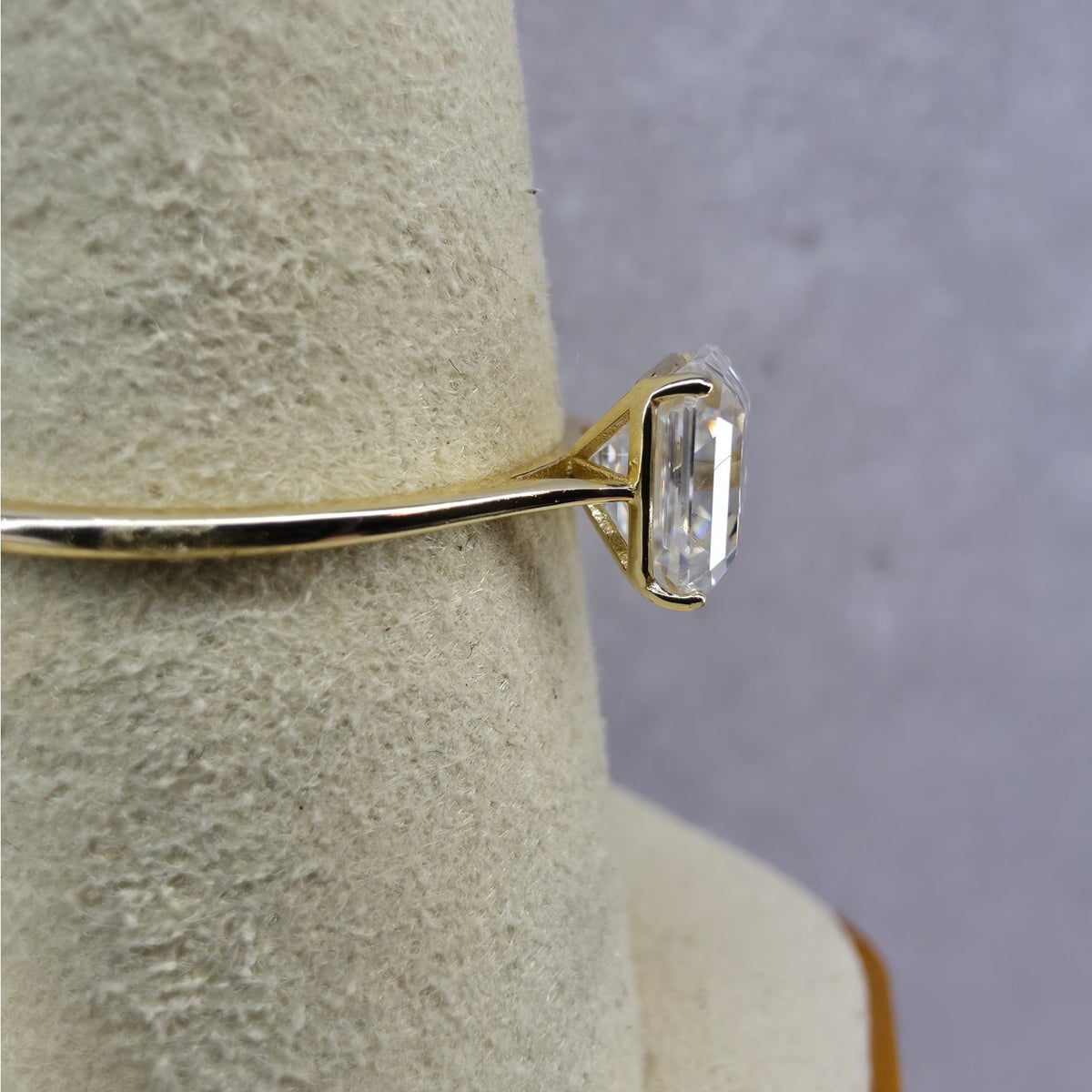 Size 9 2.0ct Asscher Cut Moissanite Ring 14K Gold Plated 925 Silver GRA