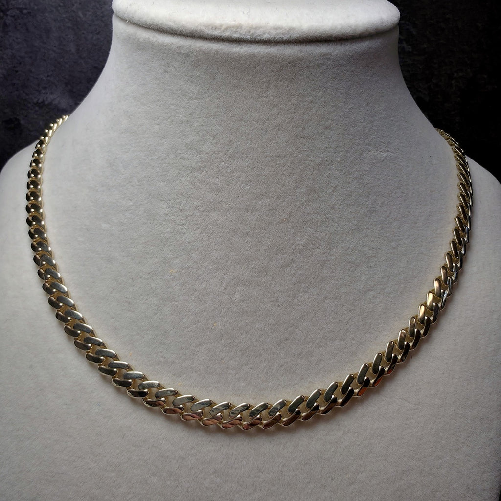 10K Solid Yellow Gold 6.1mm Monaco Cuban Chain (22") w/Iced-Out Coffin Lock
