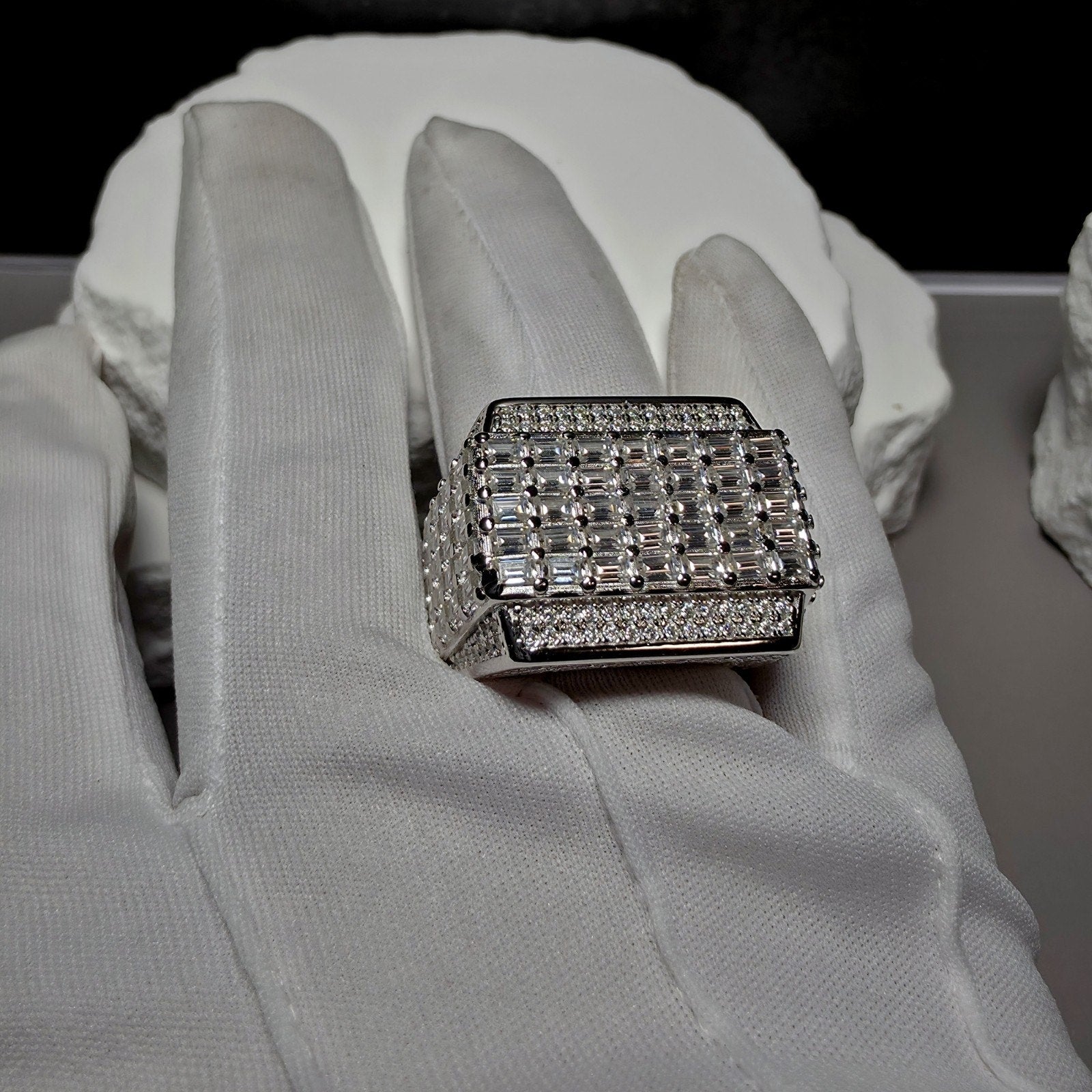 10.64ctw Moissanite Men's Statement Ring - 925 Silver (Size 11) GRA Certified