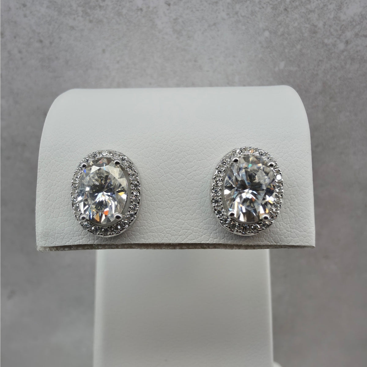 3.27ctw Moissanite Halo Stud Earrings 925 Sterling Silver w/Butterfly Push Backs