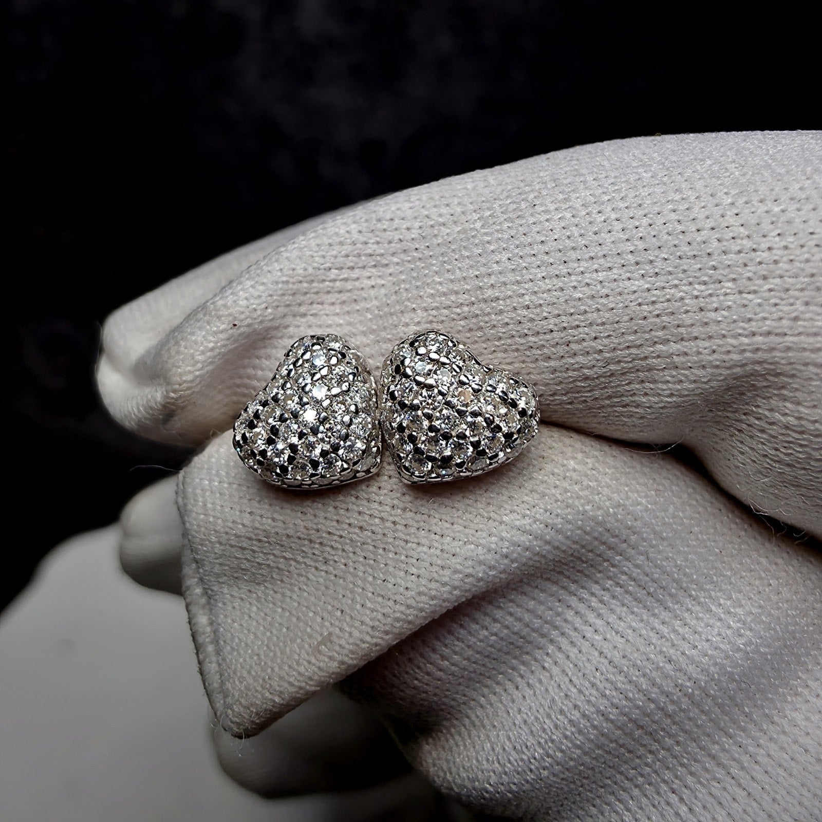 0.42 CTW Pavé Moissanite Heart Stud Earrings in 925 Sterling Silver