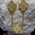 0.48CTW Moissanite Pavé Clover Station Bracelet Gold 925 Sterling Silver 7"+1"
