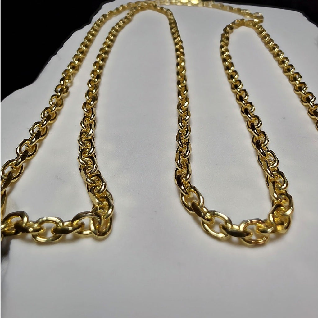 Gold Vermeil Adjustable Anchor Link Chain Necklace | 2.6mm Sterling Silver Bolo