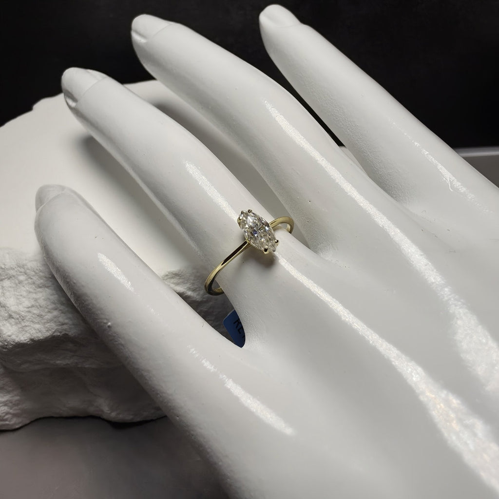 0.5ctw Marquise Cut Moissanite Ring 1m Gold Over Silver - Size 6.5, GRA