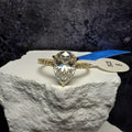 2.0 CTW Pear Cut Moissanite Engagement Ring | Gold Plated Silver | Size 8