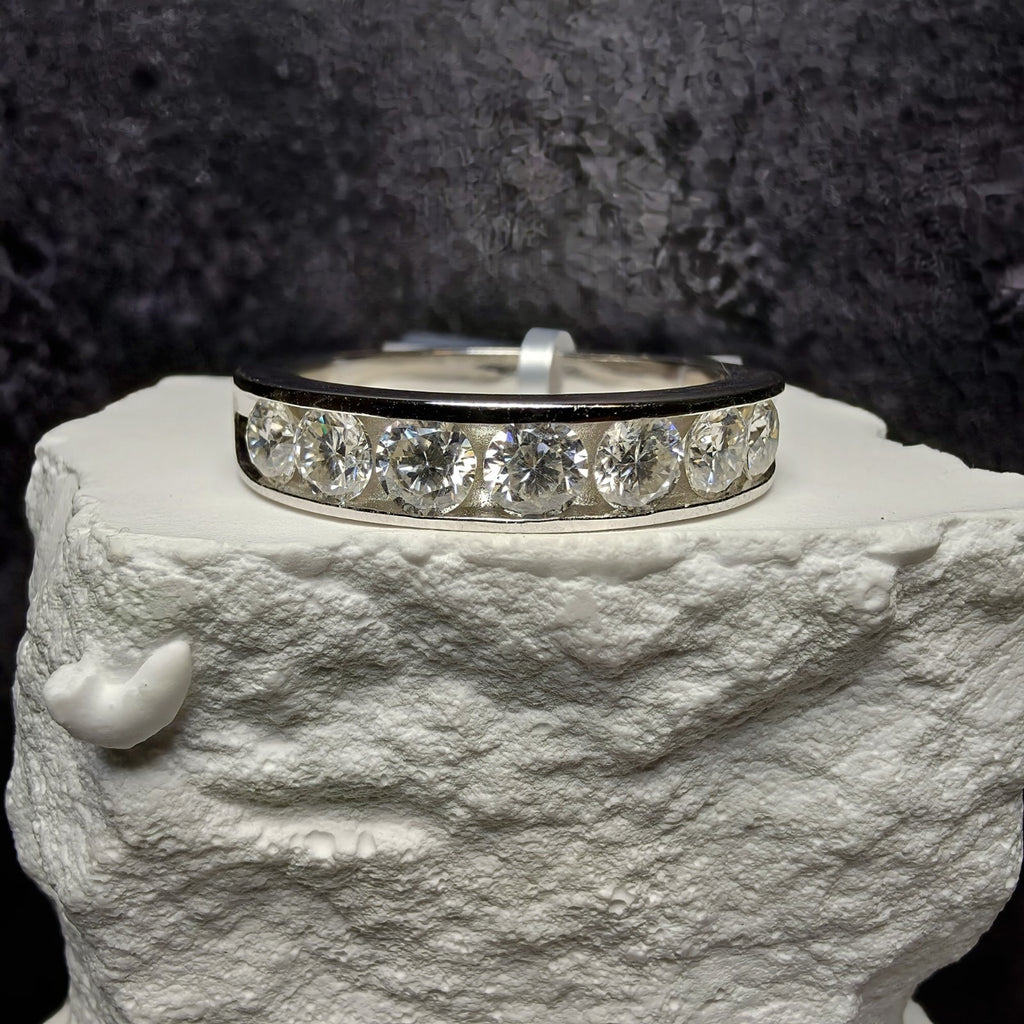 S925 Silver 2.12CT Moissanite Channel Set Band Ring Size 12