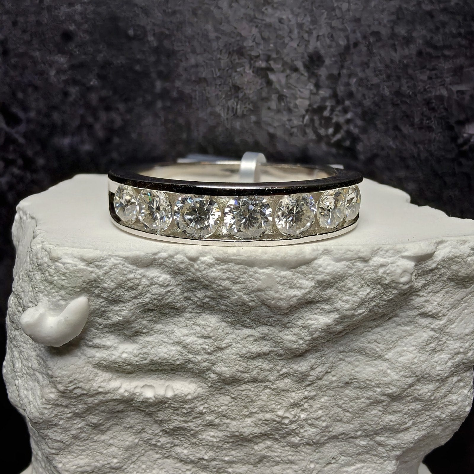 S925 Silver 2.12CT Moissanite Channel Set Band Ring Size 12