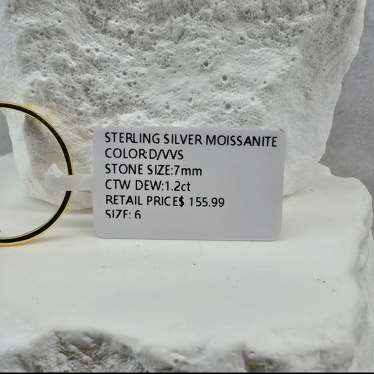 Size 5 or 6 1.2ct 7mm D VVS Moissanite Solitaire Ring Gold over 925 Silver