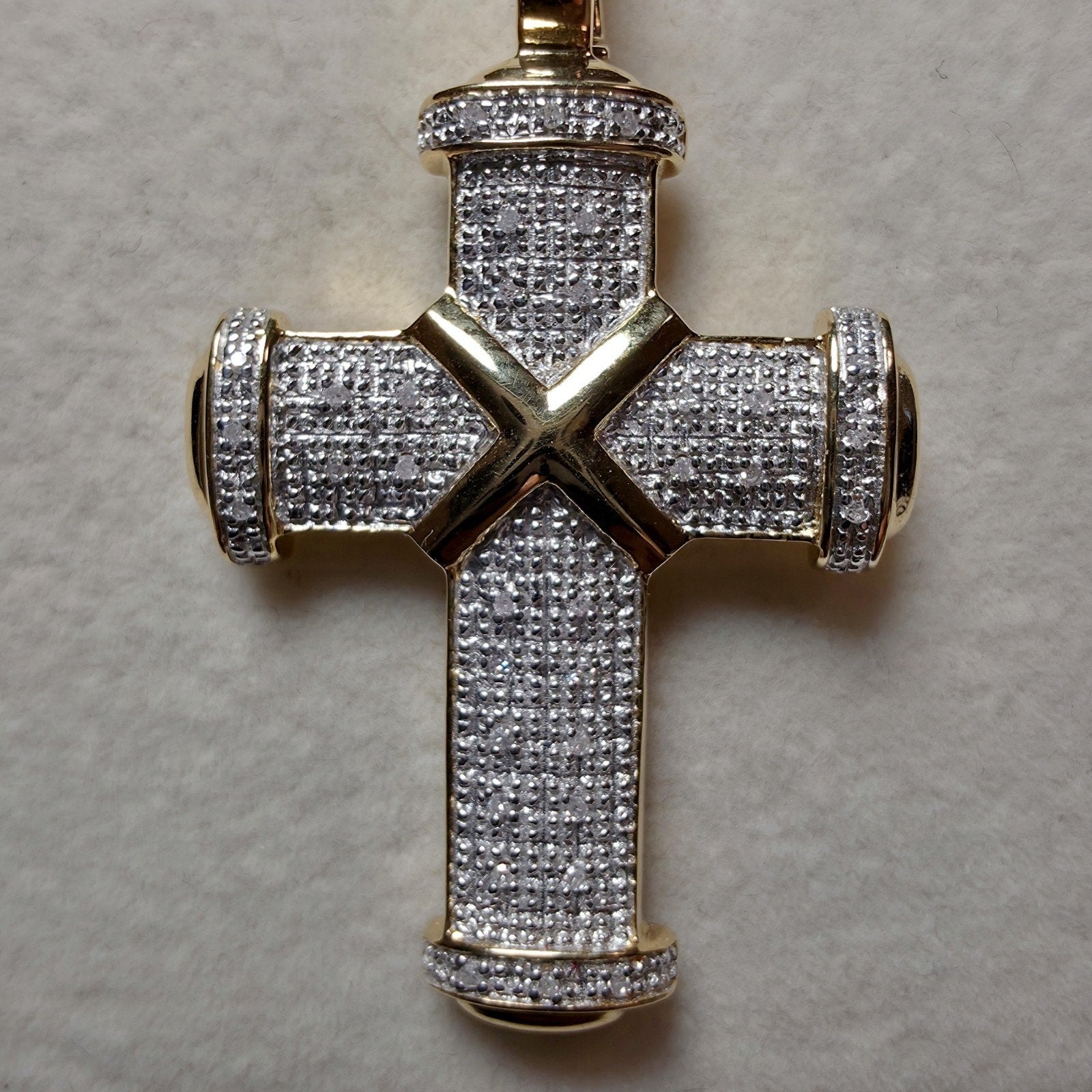 0.12CTW Natural Diamond Cross Pendant Necklace 18" Gold Over 925 Silver