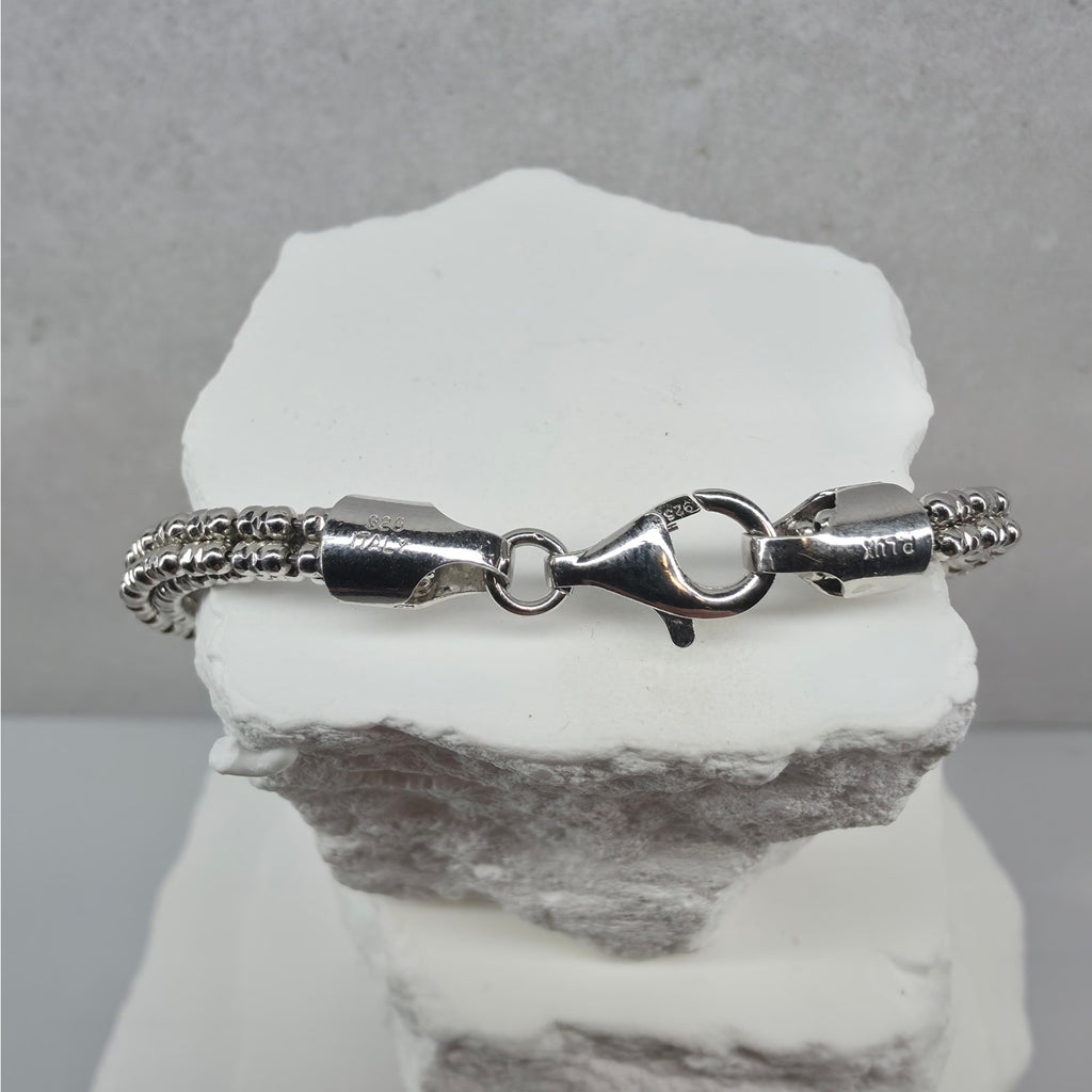 8" 4mm 4-Line Ice Barrel Bracelet - 925 Sterling Silver w/ Rhodium Finish 12.2g