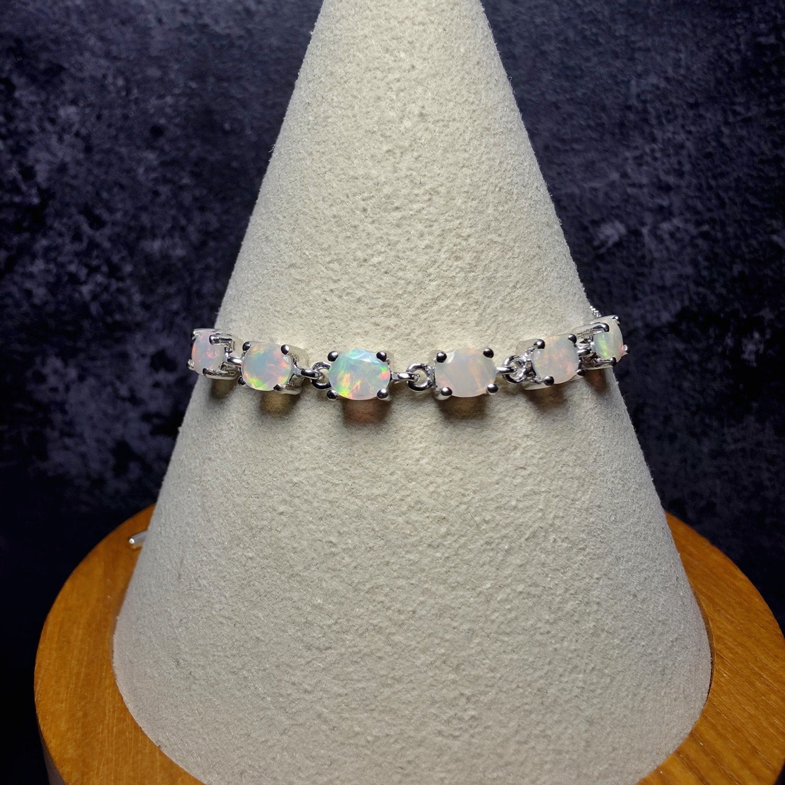 1.32 CTW Natural Ethiopian Opal Adjustable Bracelet in 925 Sterling Silver