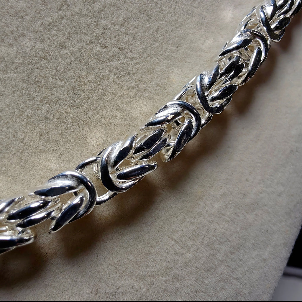 Solid 925 Sterling Silver Byzantine Chain – 5.7mm Italian King's Link, 38.7g