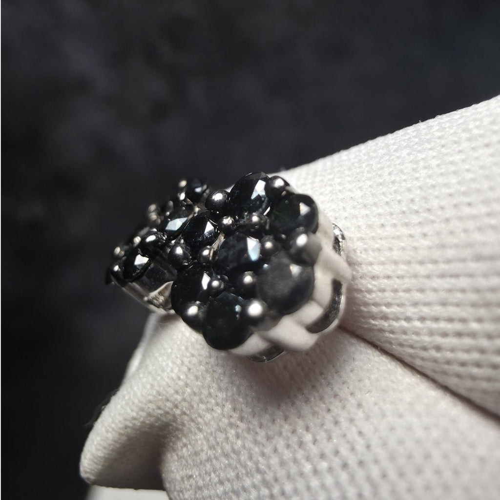 1.096ctw Natural Black Diamond Cluster Stud Earrings