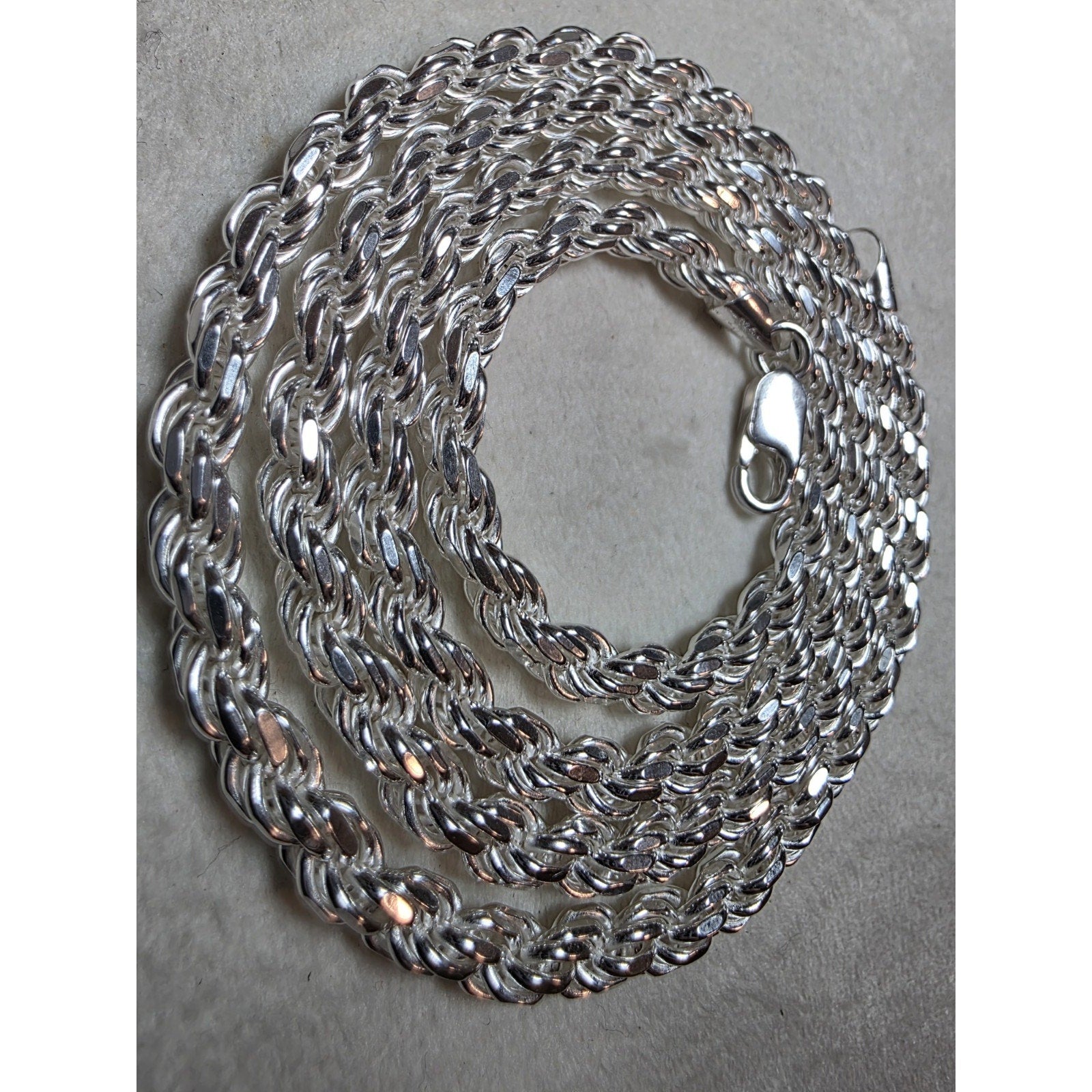 26" 5mm 50g Rope Solid 925 Sterling Silver Stamped