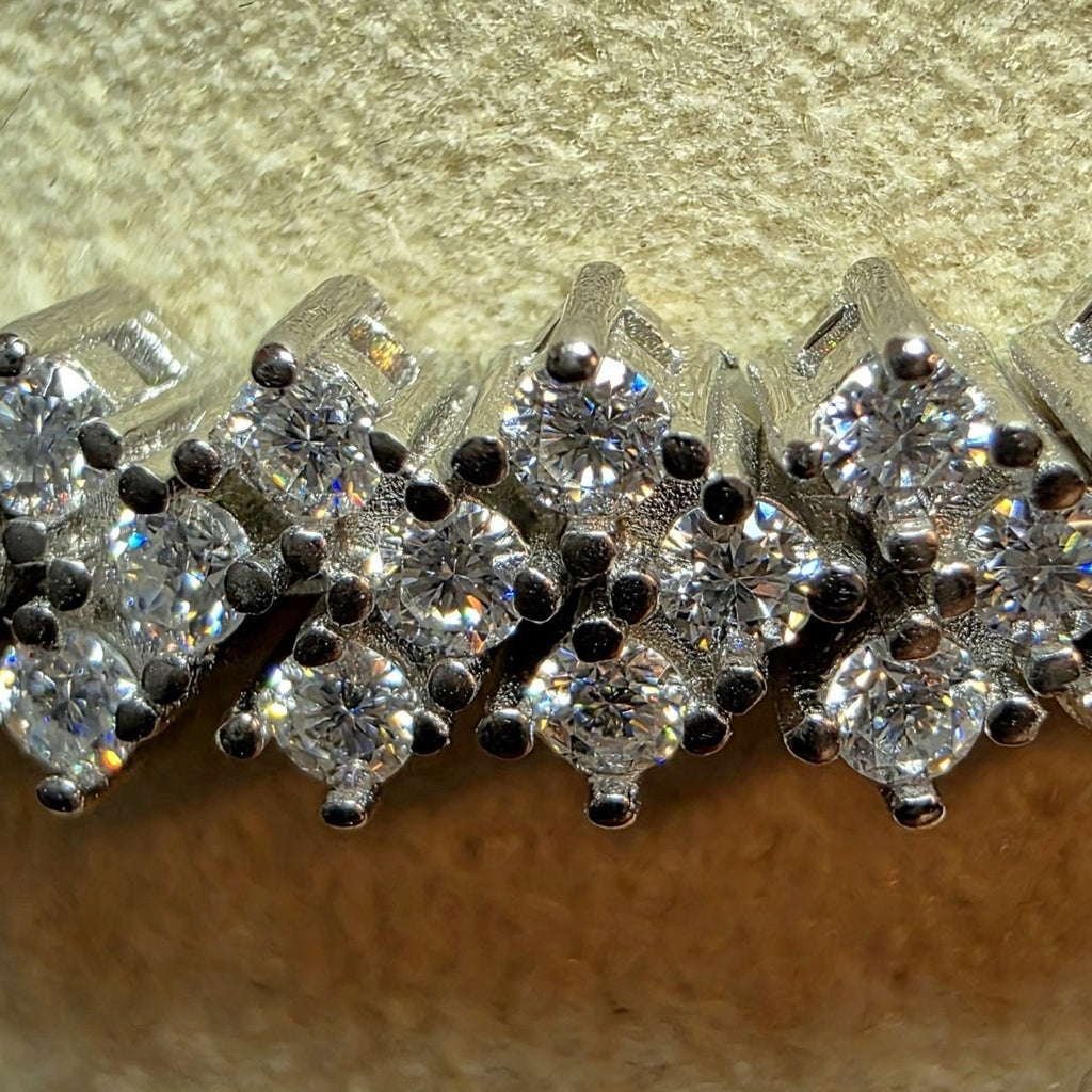 3.87ctw Moissanite Chevron Tennis Bracelet 7.5" 925 Sterling Silver Box Lock