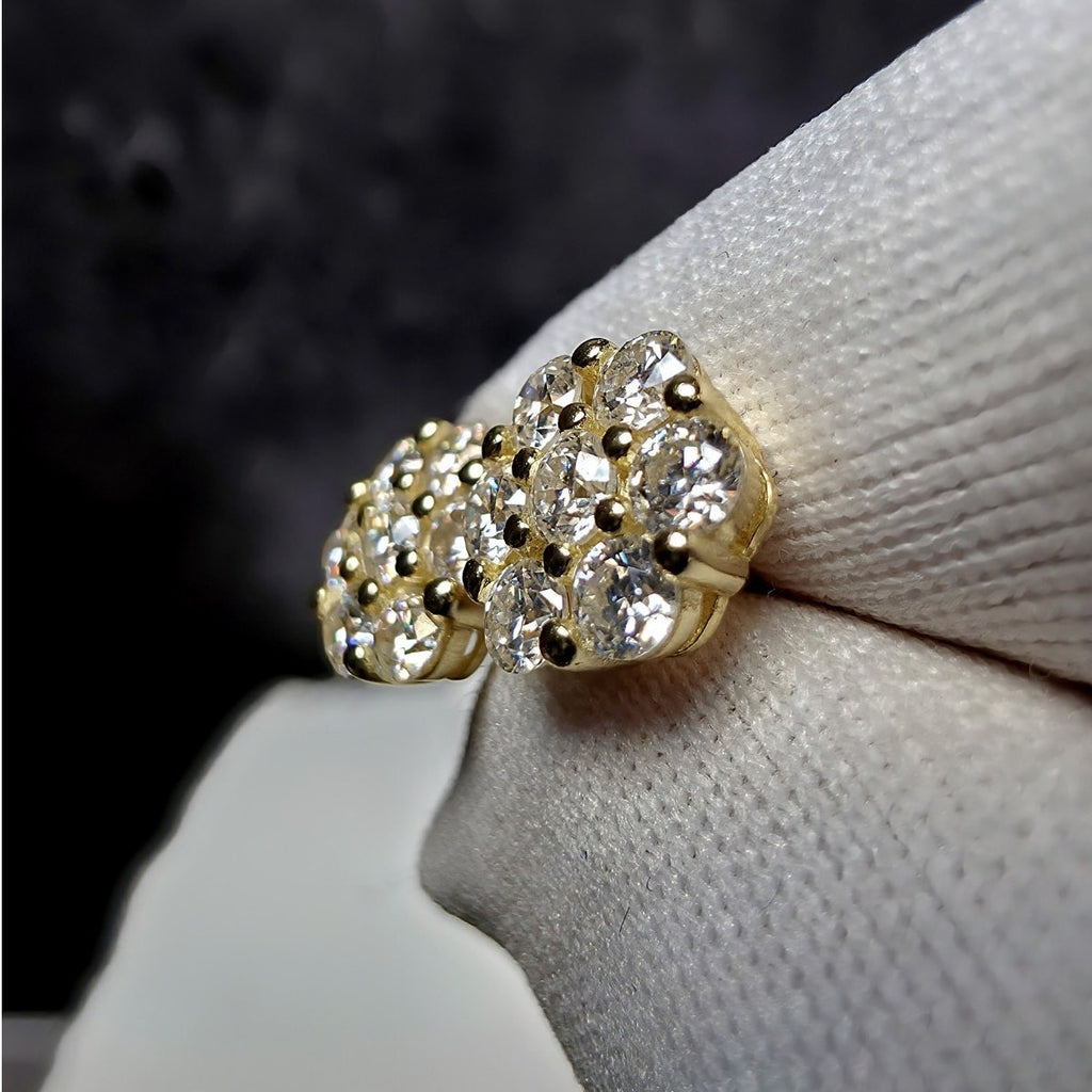 0.94ctw Moissanite Flower Cluster Stud Earrings Gold Over 925 Silver 8mm