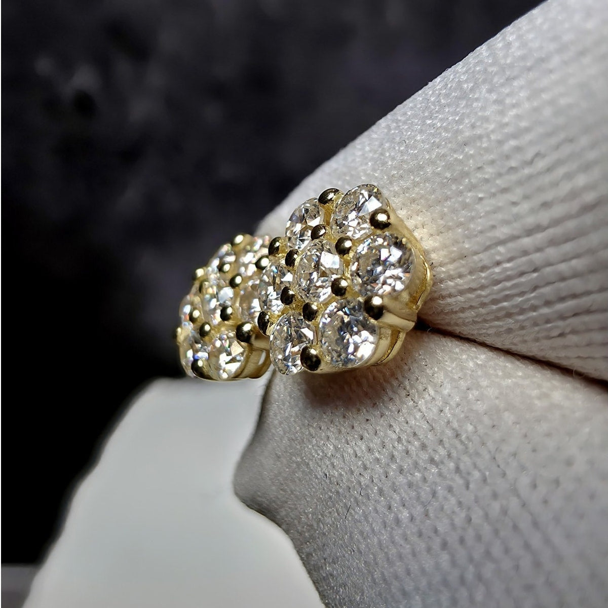 0.94ctw Moissanite Flower Cluster Stud Earrings Gold Over 925 Silver 8mm