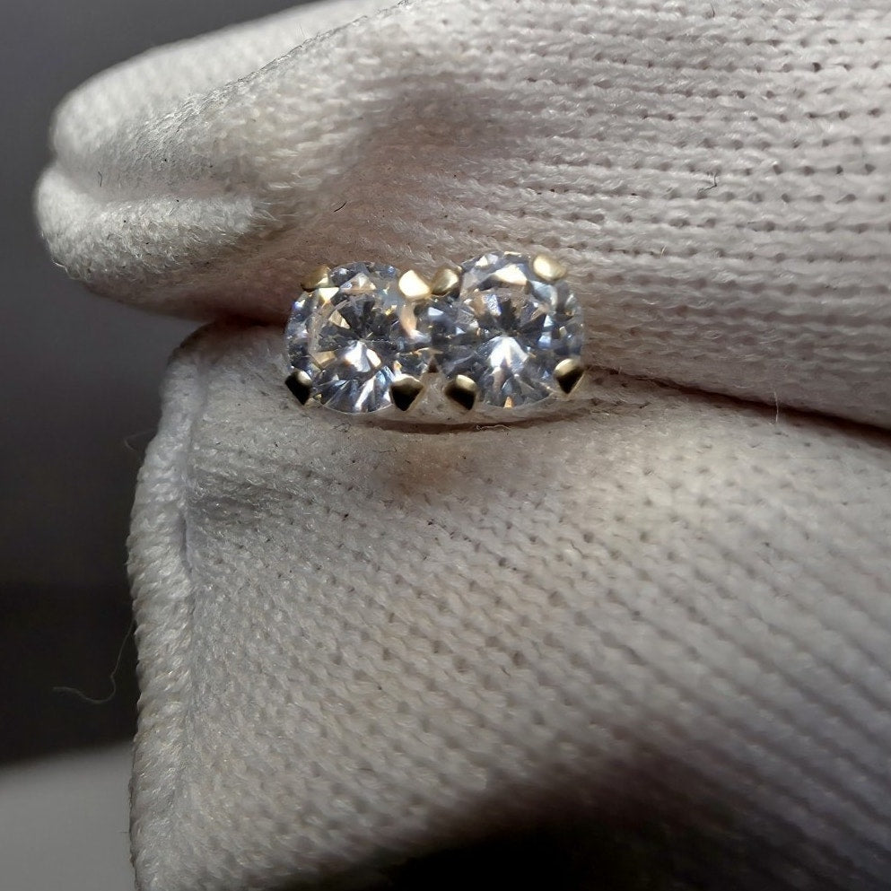 10k Solid Gold 3mm Round Stud Earrings w/Silicon Backs 10k Stamped