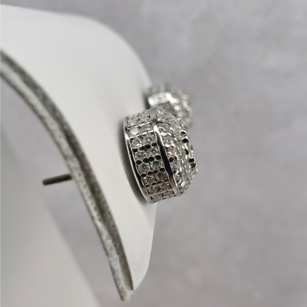 2.0ctw Moissanite Pave Dome Stud Screw Back Earrings 9mm - 925 Sterling Silver