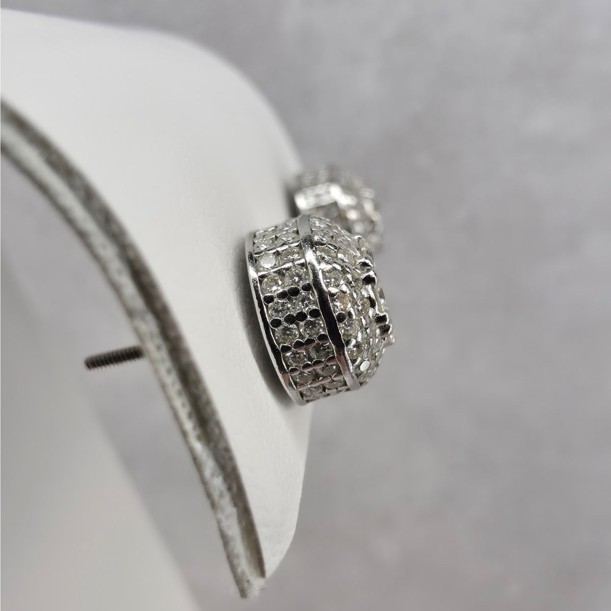 2.0ctw Moissanite Pave Dome Stud Screw Back Earrings 9mm - 925 Sterling Silver