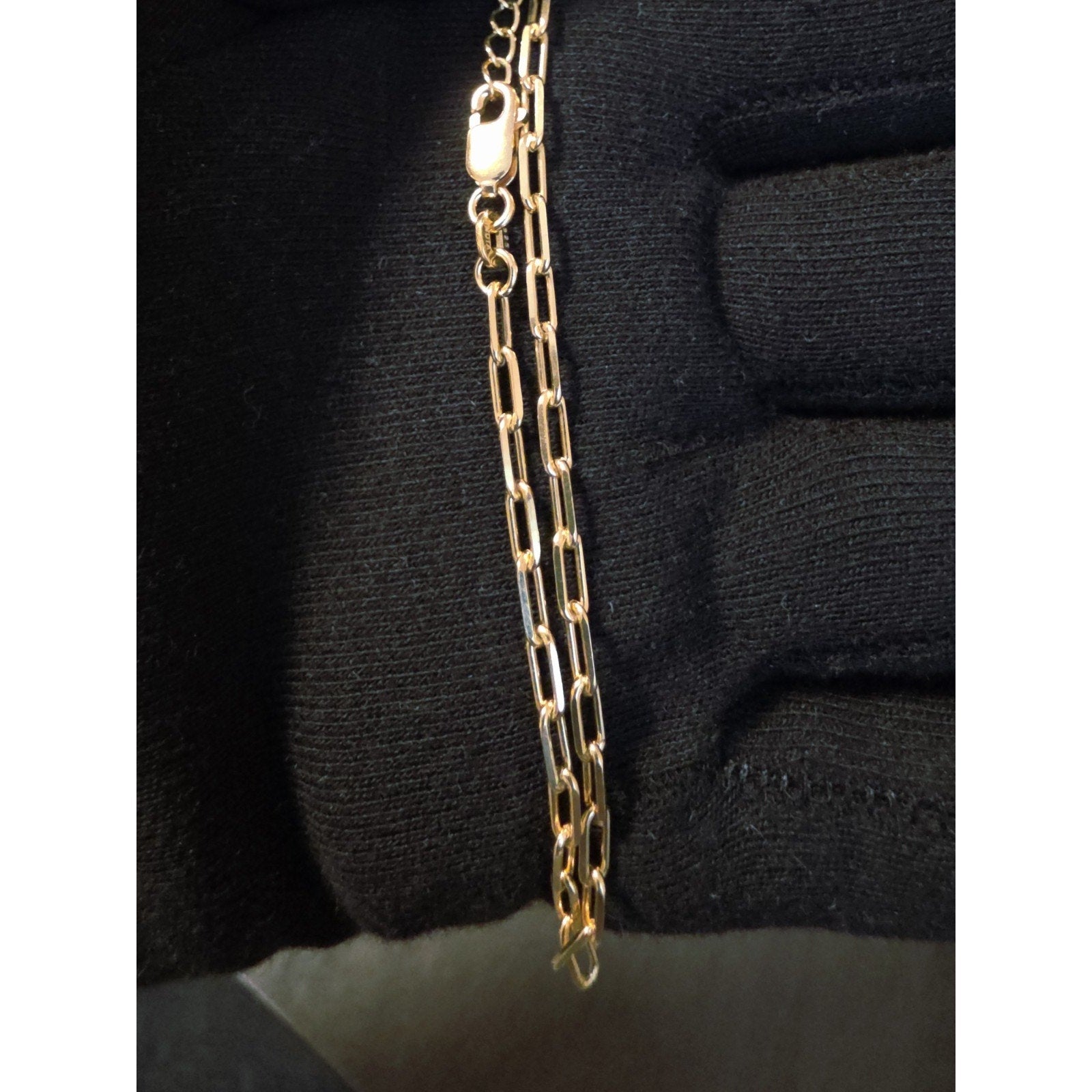 Paperclip Anklet 9-10" Adjustable 2.7mm Gold over 925 Sterling Silver