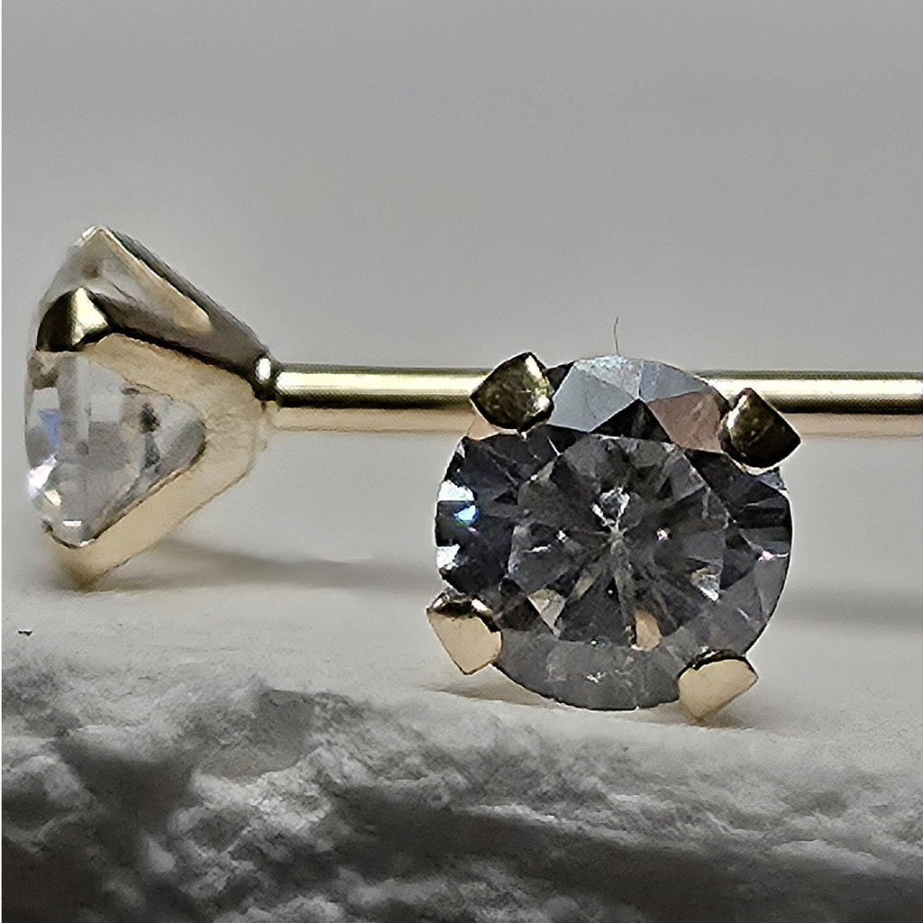 10k Solid Gold 3mm Round Stud Earrings w/Silicon Backs 10k Stamped