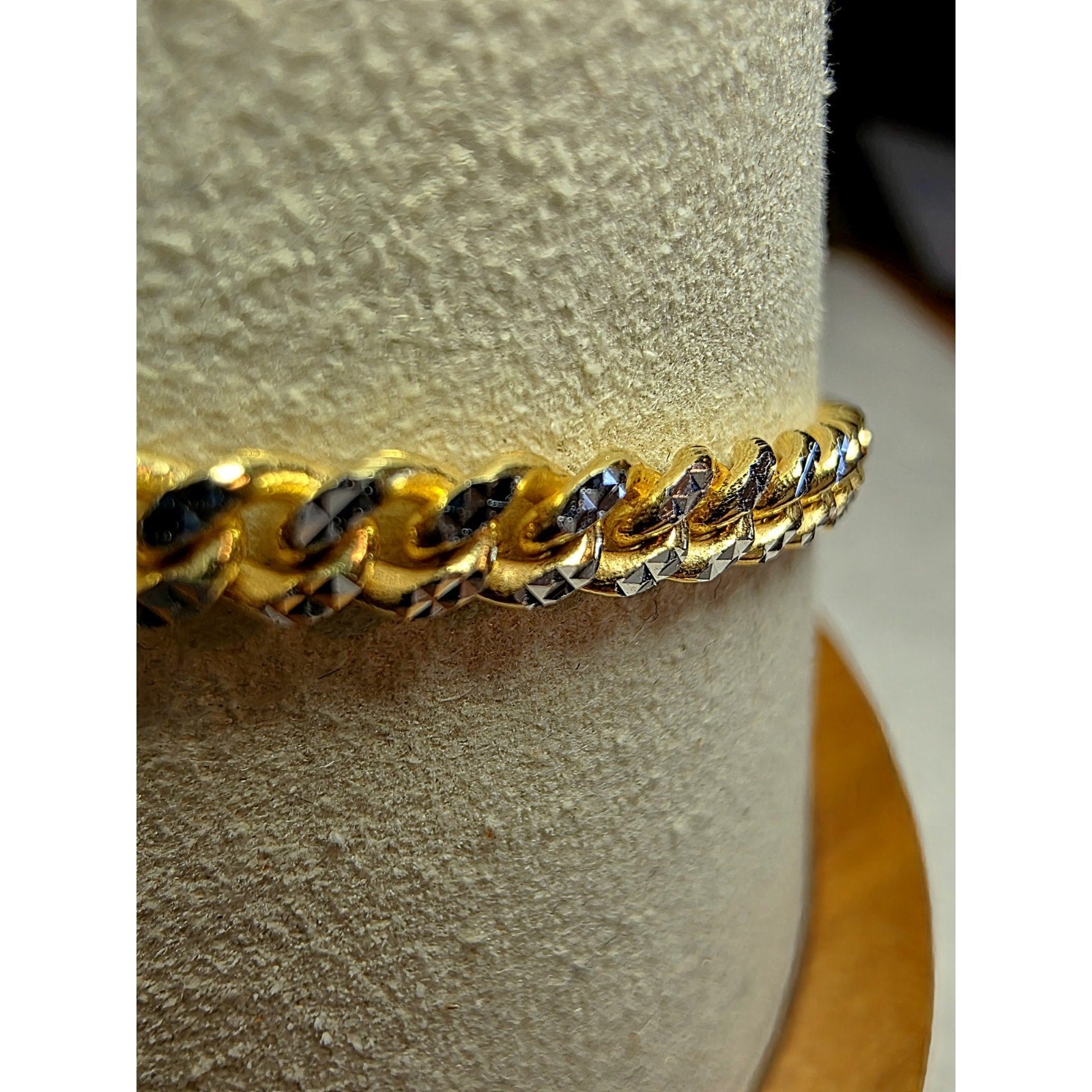8" 4mm Two-Tone Diamond Cut Miami Cuban Bracelet w/Box Clasp 925 Sterling Silver