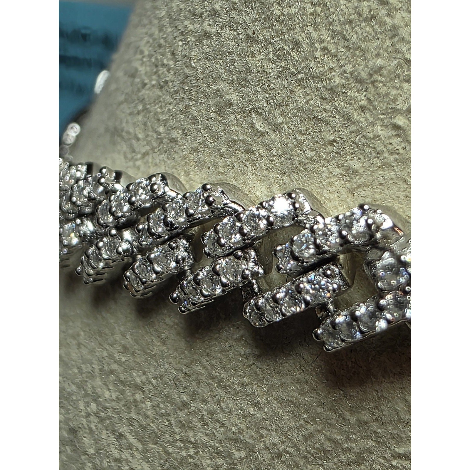 7.5" 6mm Pavé Moissanite Miami Cuban Bracelet Box Clasp 925 Silver 12.19g