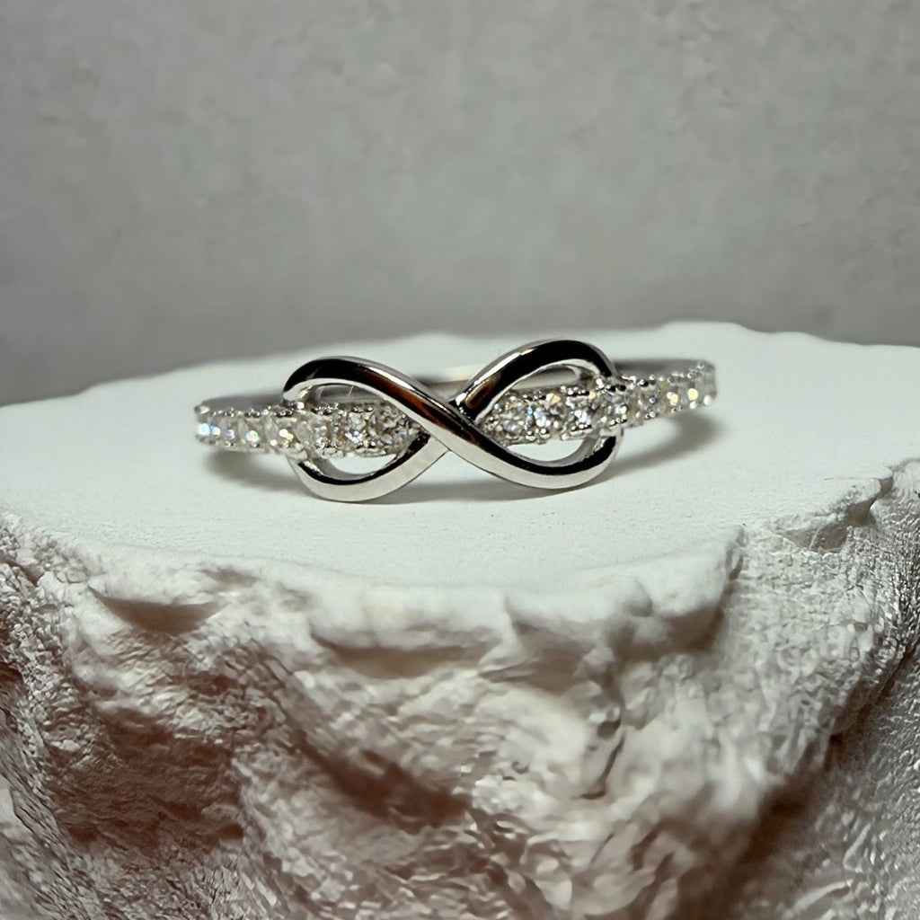 0.14ctw Moissanite Half Infinity Band Ring 925 Sterling Silver Size 5.5 w/GRA
